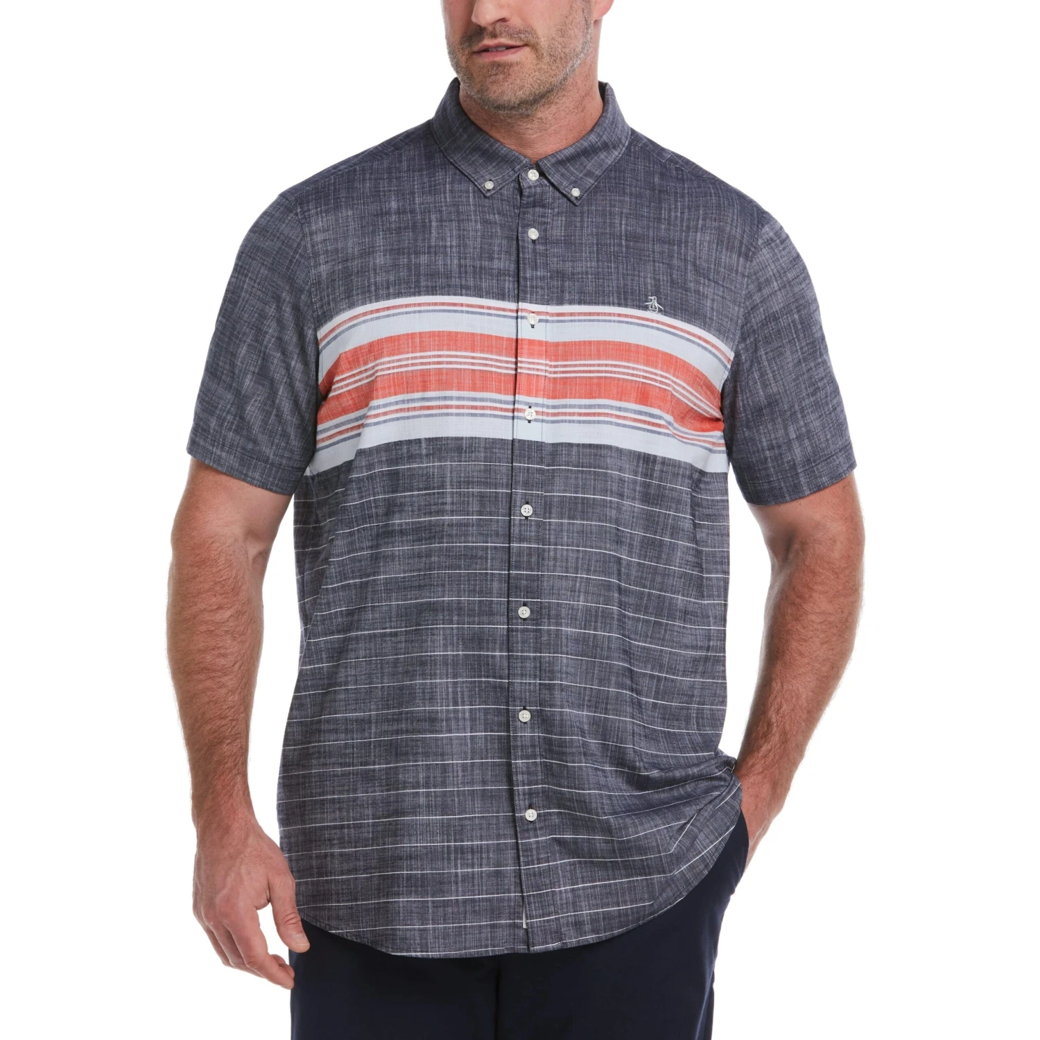 Original Penguin Big & Tall Engineered Chest Stripe Shirt 1 Original Penguin Big & Tall Engineered Chest Stripe Shirt