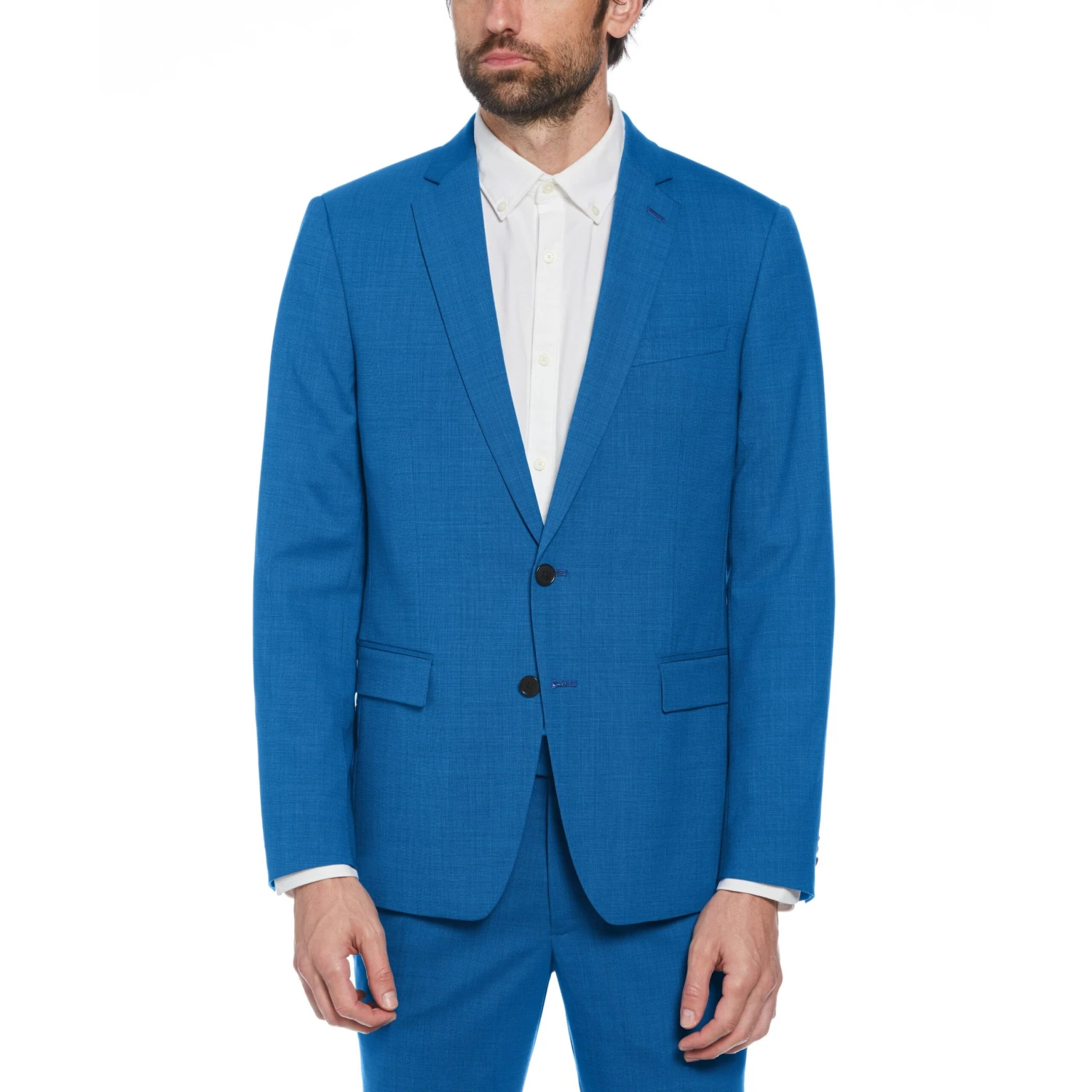 Original Penguin Blue Textured Wool Blend Two Piece Suit 2 Original Penguin Blue Textured Wool Blend Two Piece Suit - Image 2