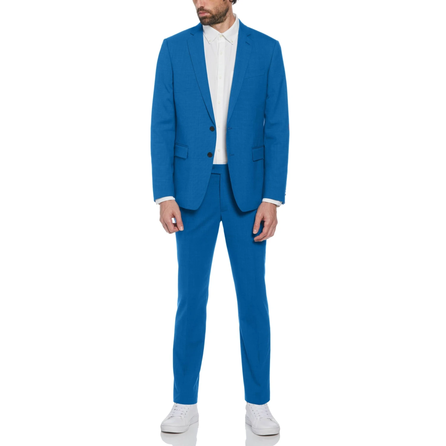 Original Penguin Blue Textured Wool Blend Two Piece Suit 1 Original Penguin Blue Textured Wool Blend Two Piece Suit