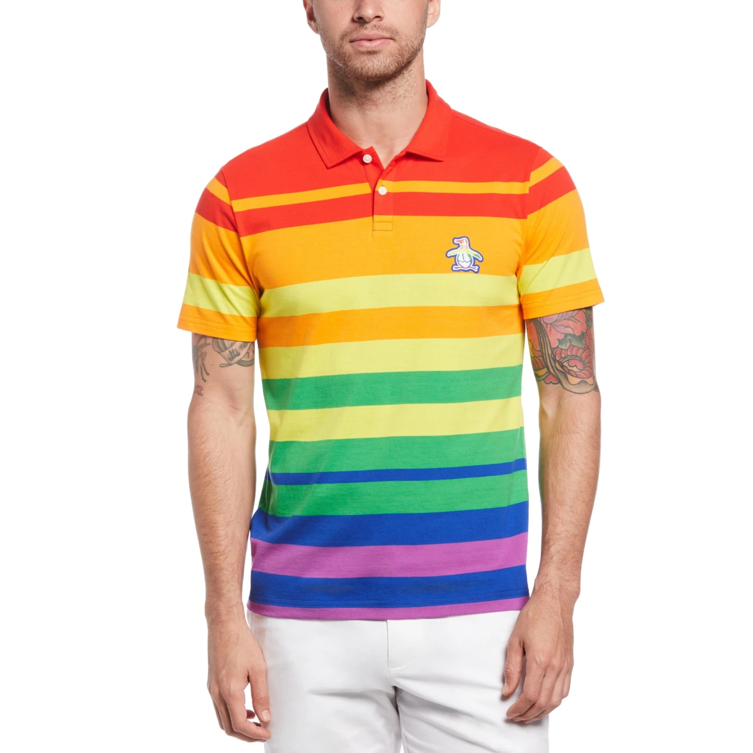Original Penguin Engineered Stripe Polo Pride Pete 1 Original Penguin Engineered Stripe Polo Pride Pete
