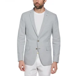 Original Penguin Green Plaid Linen Blend Chambray Jacket