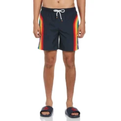 Original Penguin -Original Penguin Rainbow Pride Swim Shorts Dark Sapphire Original Penguin 2 scaled