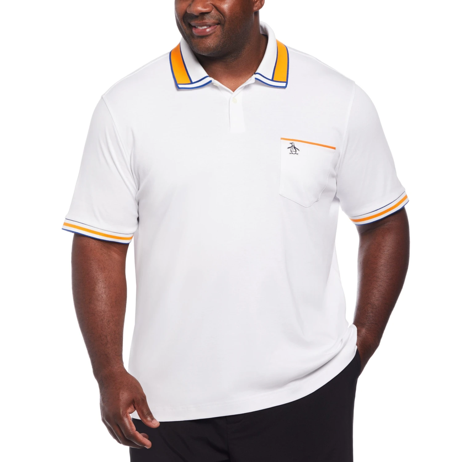 Original Penguin Striped Collar And Cuff Interlock Polo 1 Original Penguin Striped Collar And Cuff Interlock Polo
