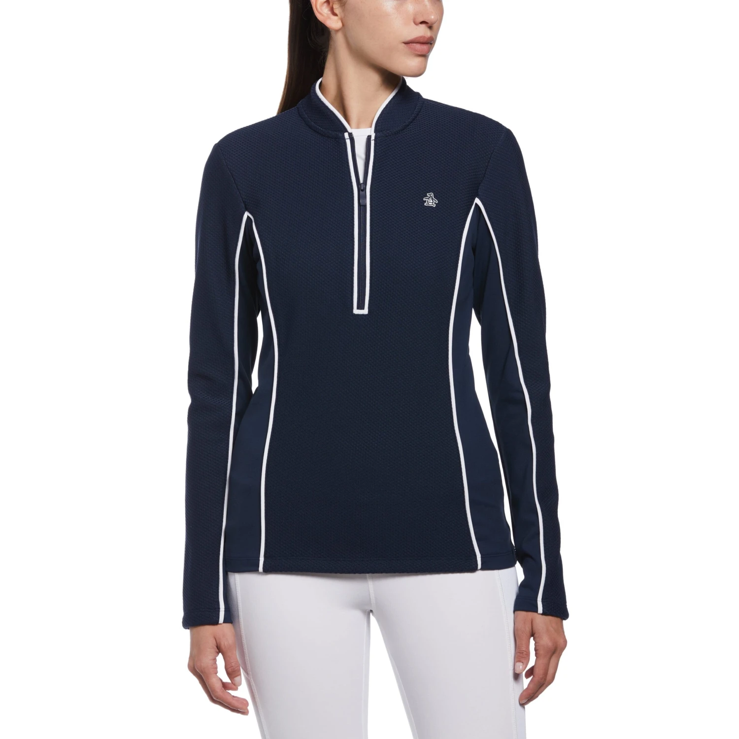 Original Penguin Women's Contrast Piping Quarter Zip Shirt 1 Original Penguin Women's Contrast Piping Quarter Zip Shirt